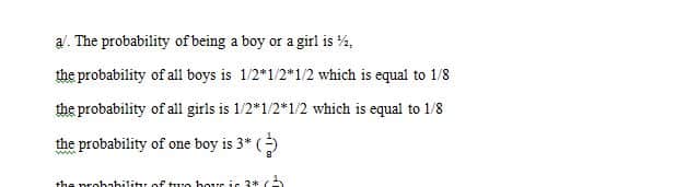 Find the probability distribution of boys and girls in families with 3 children.