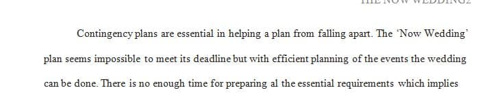 Imagine that you are in charge of planning the wedding discussed in the case.