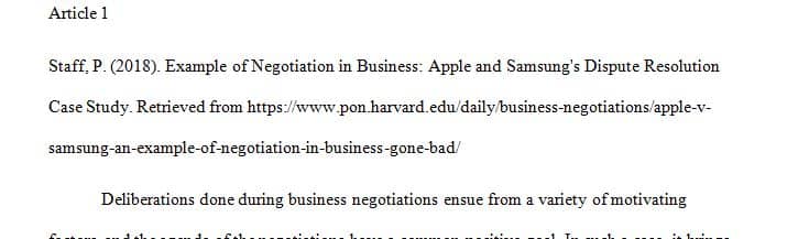 Negotiation Strategy Article Analysis 1 Negotiation Strategy Article Analysis