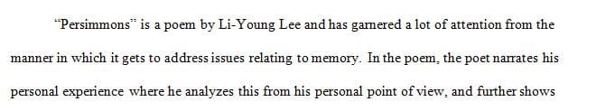 The importance of memory in Li-Young Lee′s Persimmons