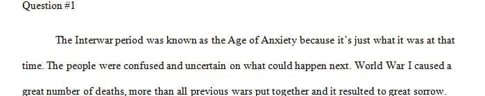 Why is the interwar period (1919-1939) known as the age of anxiety