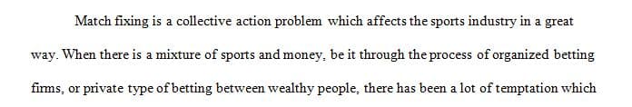 Write about a collective action problem (CAP) in sports aside from performance-enhancing drugs.