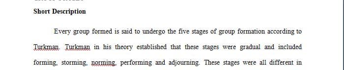 Brief description of the stage you selected. 1 Brief description of the stage you selected.