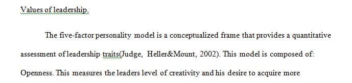 Discuss the five-factor personality model in relation to leadership. 1 Discuss the five-factor personality model in relation to leadership.