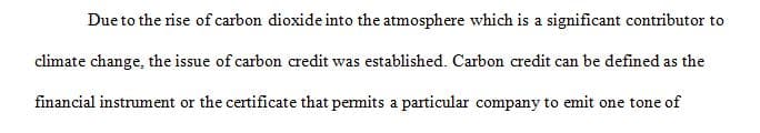 Explain carbon credits and develop an analysis to review companies 1 Explain carbon credits and develop an analysis to review companies