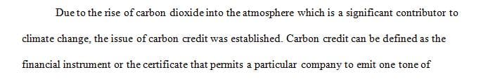 Explain carbon credits and develop an analysis to review companies