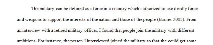 Interviewing a member of the military or using personal experience with military culture 1 Interviewing a member of the military or using personal experience with military culture