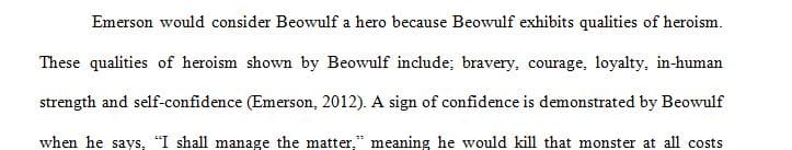 Supporting evidence from Beowulf, Emerson’s Heroism 1 Supporting evidence from Beowulf, Emerson’s Heroism