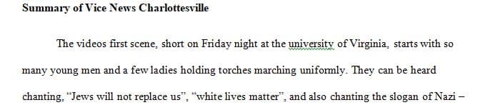 Write summary of Vice News Charlottesville